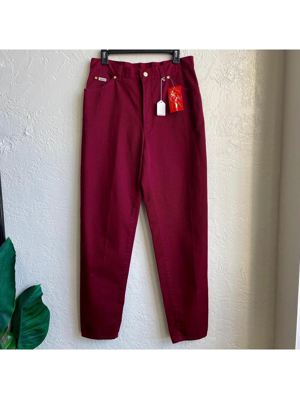 Escada 1990’s High Waisted Burgundy Jeans | 8/ Medium